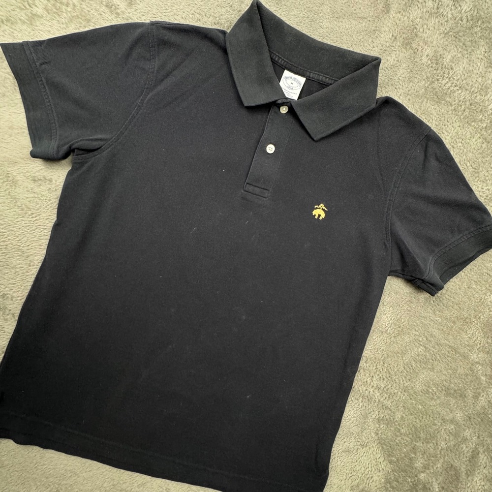 Brooks Brothers Performance Polo Mens M Black Excellent Slim Fit Cotton 1818